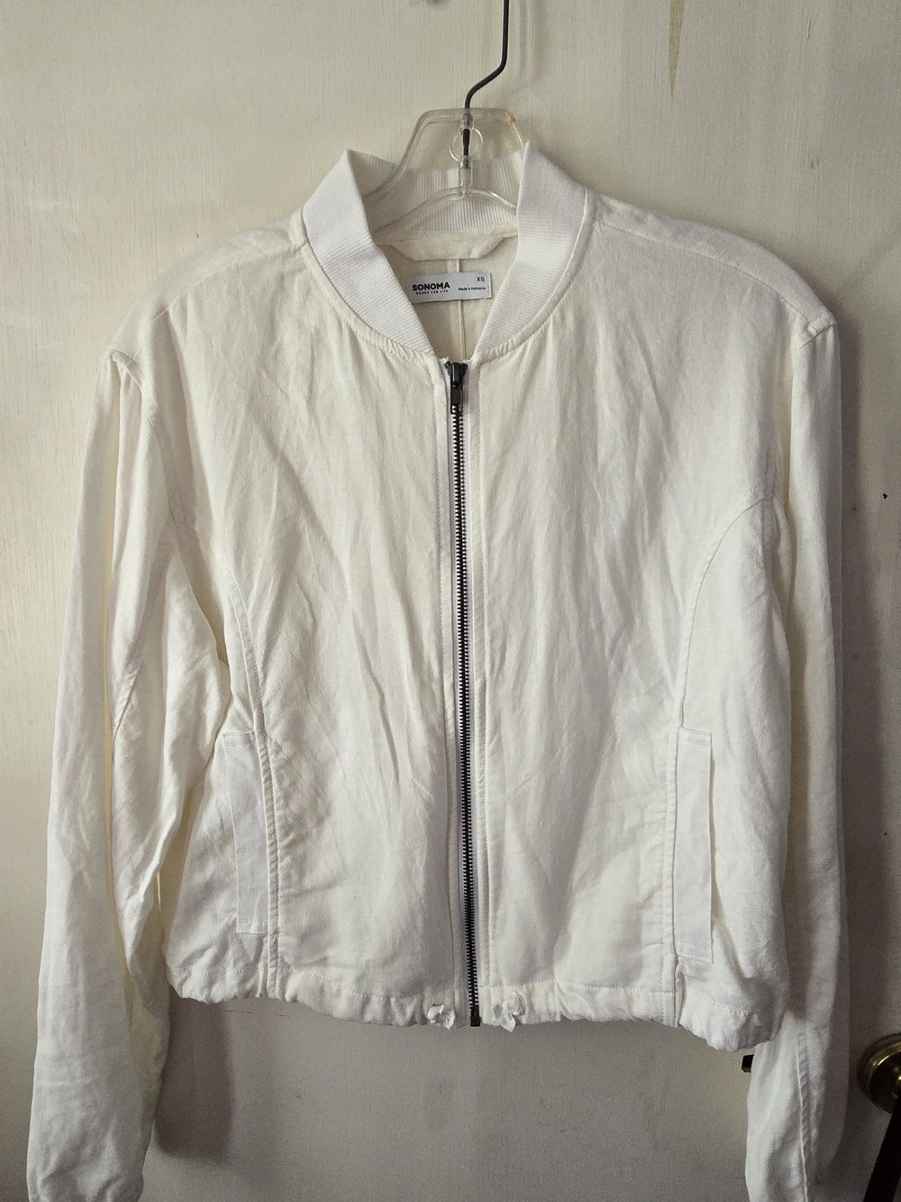 SONOMA White Bomber Jacket - Women's Zip Front